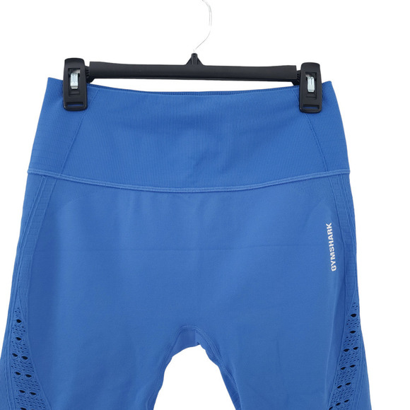 Gymshark Leggings Large Blue Energy Seamless Cropped High Waist Eyelet Pants - Picture 2 of 7